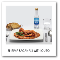 garides saganaki ouzo en